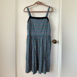 Eshakti Blue Patterned Cotton Fit & Flare Dress Sleeveless Size 14